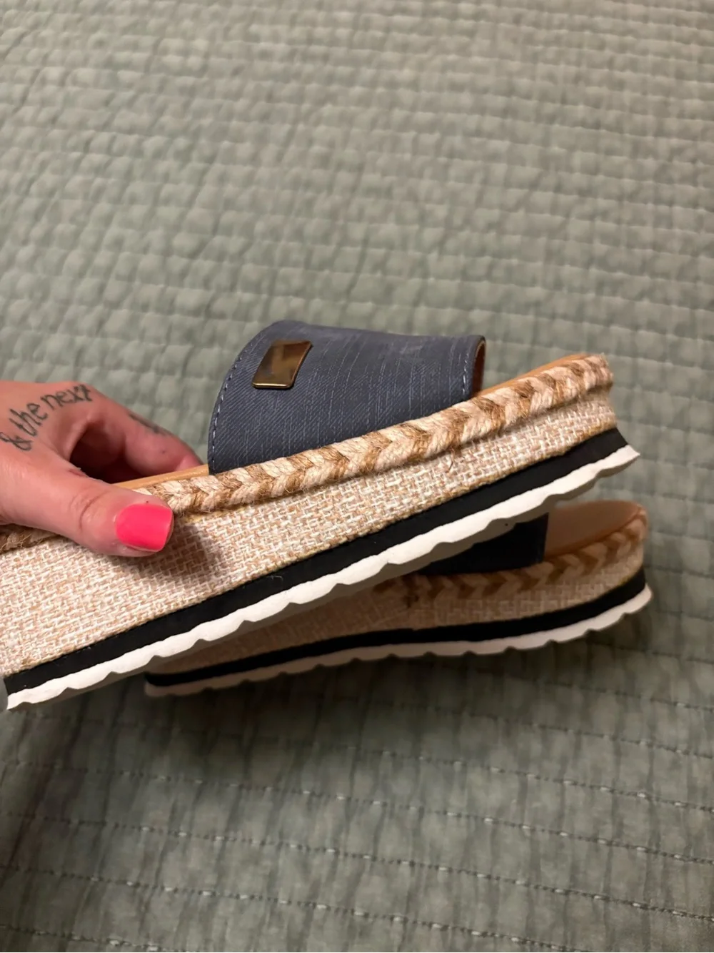 Women’s Navy Platform Espadrille Slide Sandals